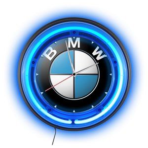 BMW LOGO Neon Blue Analog Clock NEW